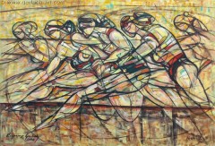 Bieg przez płotki (2008), 100 x 150 cm