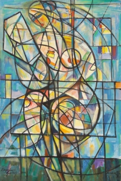 Akt z lusterkiem – błękitny, 2011 olej, płótno, 150 x 100 cm